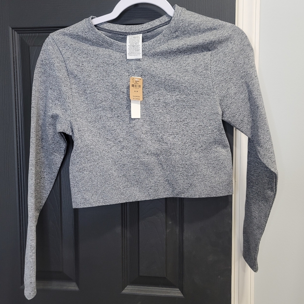 Pink grey long sleeve workout shirt medium